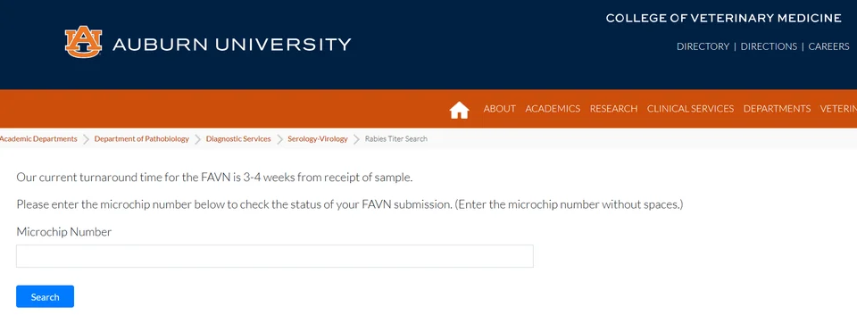 Auburn University Microchip check portal