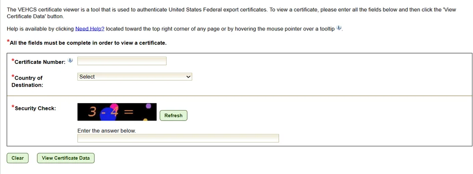 VEHCS Certificate Viewer for Authenticating export certificates